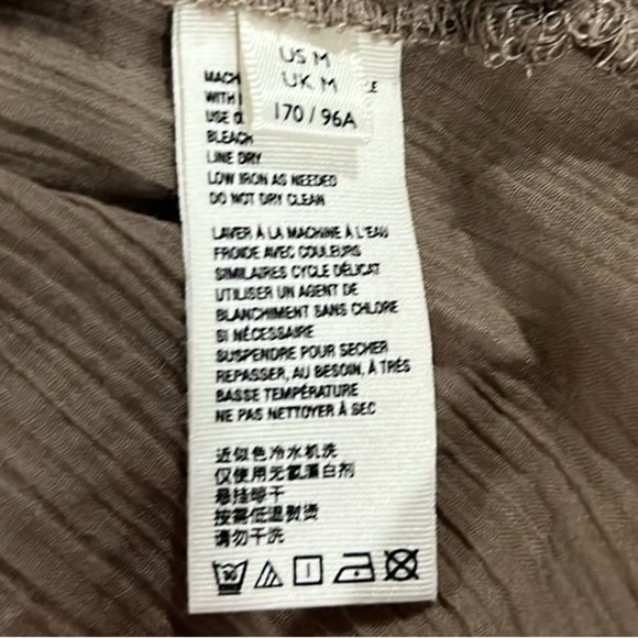 Free People Clemence taupe lace trim long sleeve button down boho shirt  Medium - Picture 8 of 9